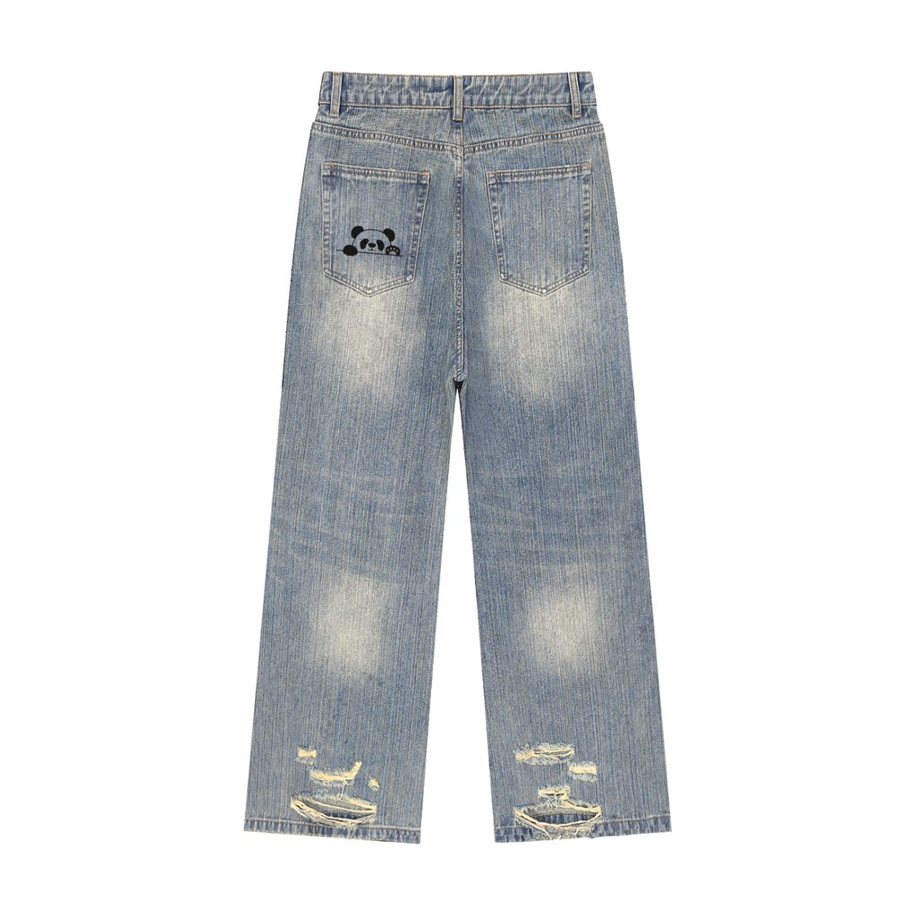Vintage Wash Distressed Denim Jeans