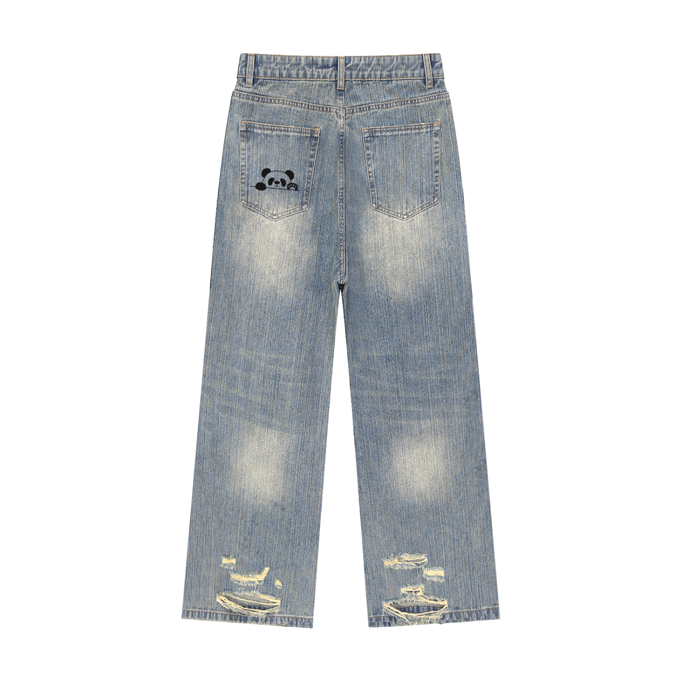 Vintage Wash Distressed Denim Jeans