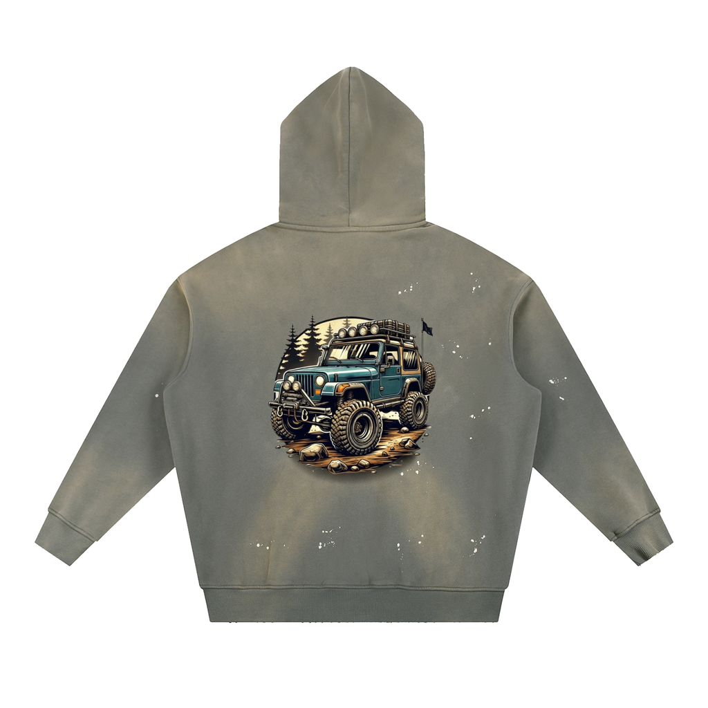 Vintage Washed Frayed Fleece Hoodie