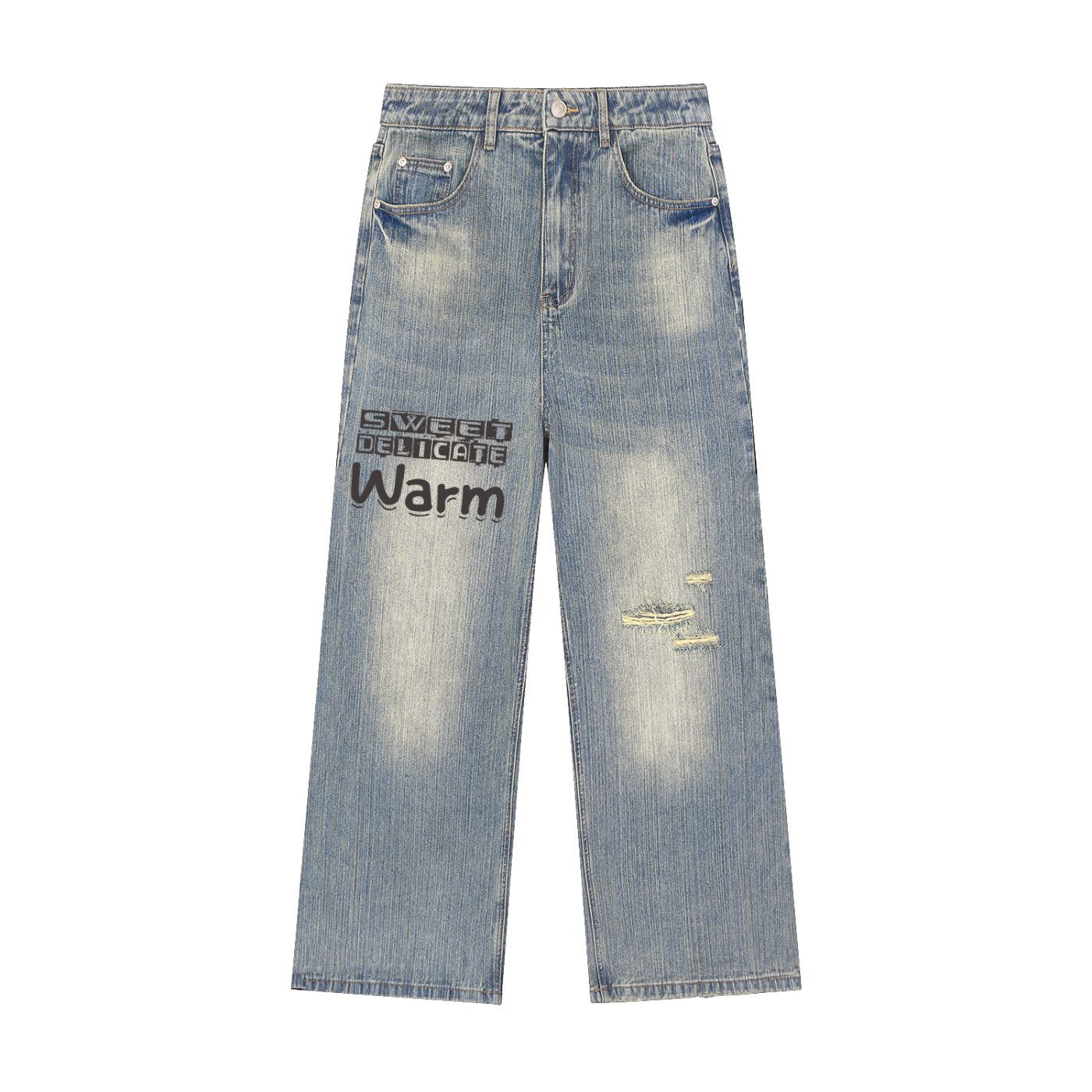 Vintage Wash Distressed Denim Jeans