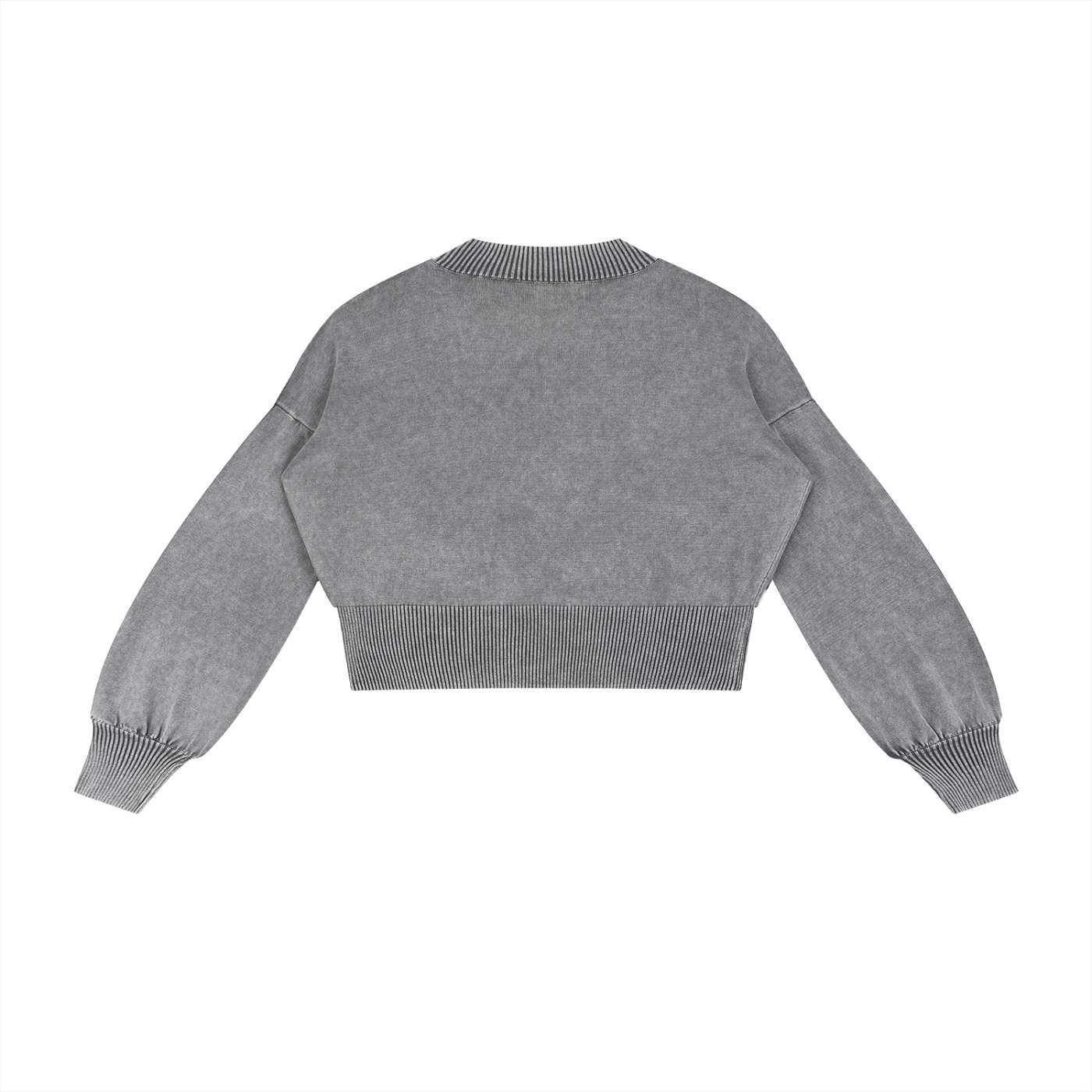 Mineral Wash Balloon Sleeve Cropped Sweater