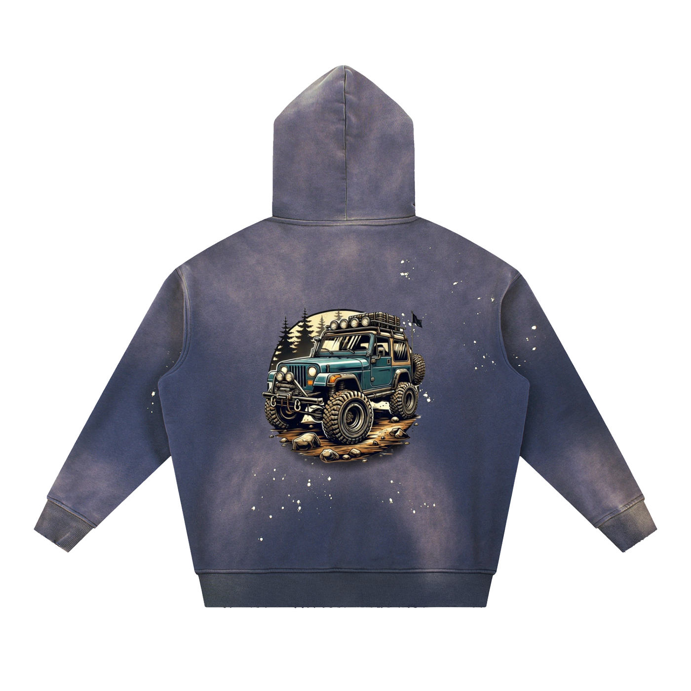 Vintage Washed Frayed Fleece Hoodie