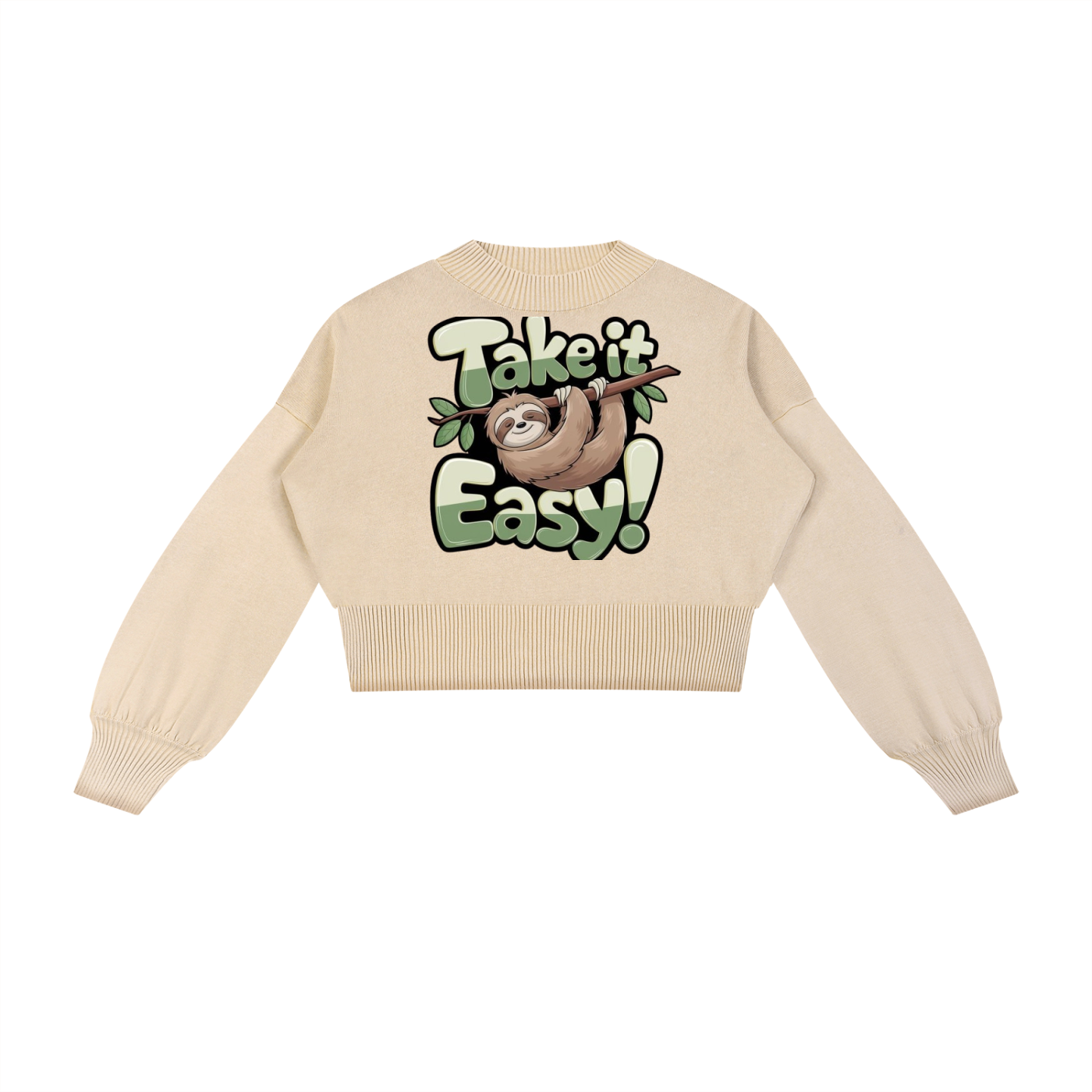 Mineral Wash Balloon Sleeve Cropped Sweater