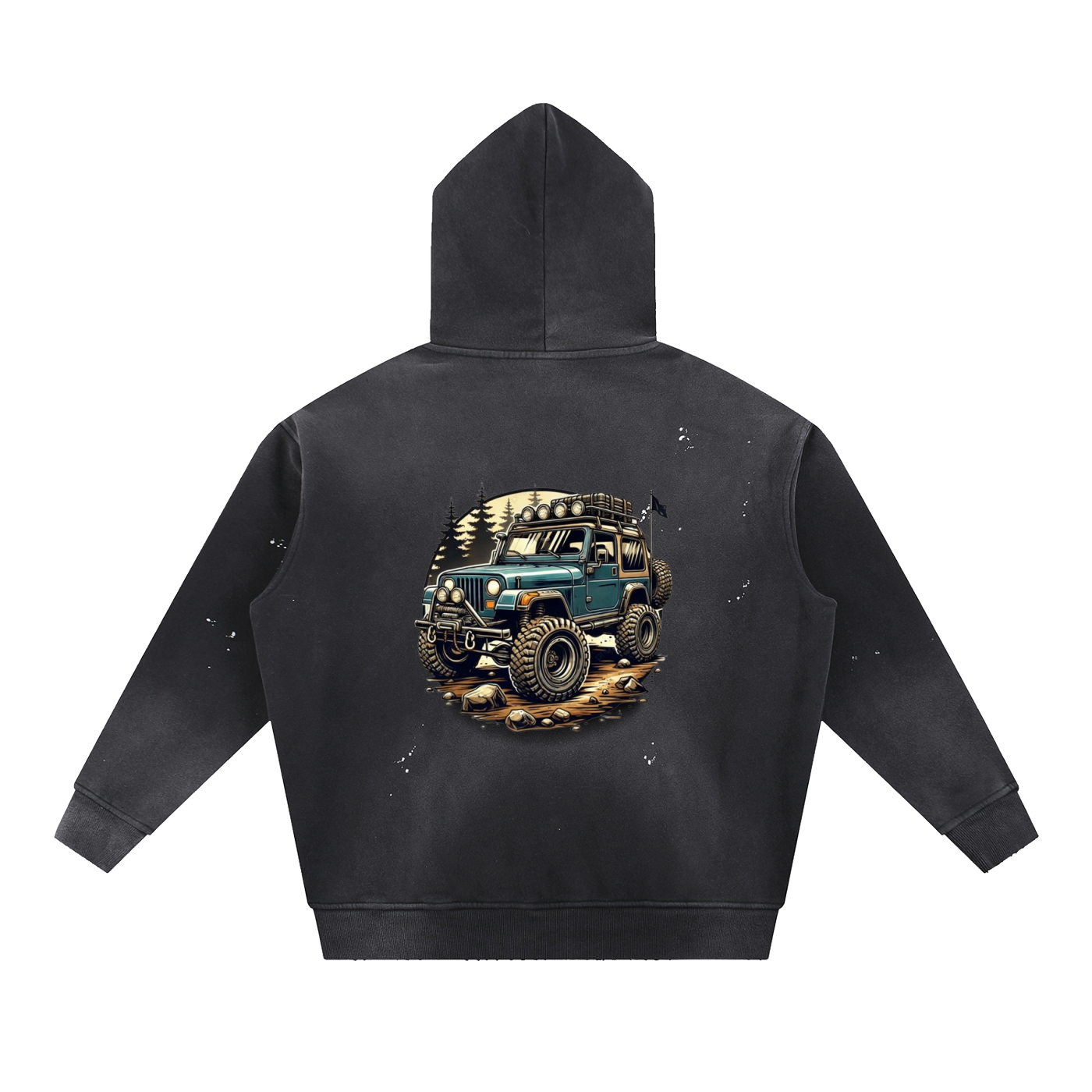 Vintage Washed Frayed Fleece Hoodie